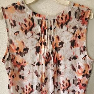 Croft & Barrow Womens Sleeveless Peach Cream Floral Top Size M